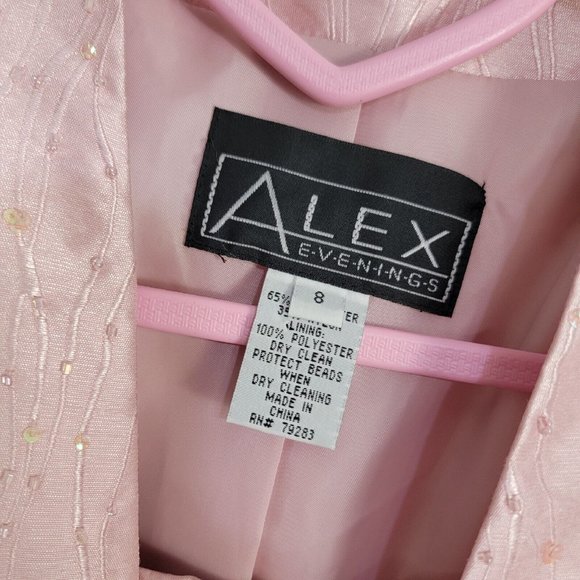 Alex Evenings Womens 8 Mother Of The Bride 2 Piece Outfit Set Jacket Dress Bead - Picture 4 of 5